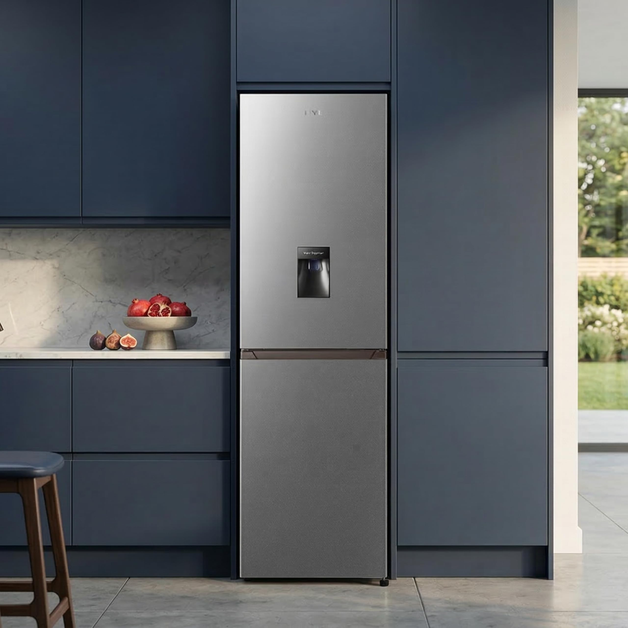 HYE Fridge Freezer - 50/50 Freestanding Fridge Freezer, 182.4cm Height, 55cm Width, 256 Litre Capacity, Total No Frost & Non-Plumbed Water Dispenser, Silver - RF01FF256S18 — view 7