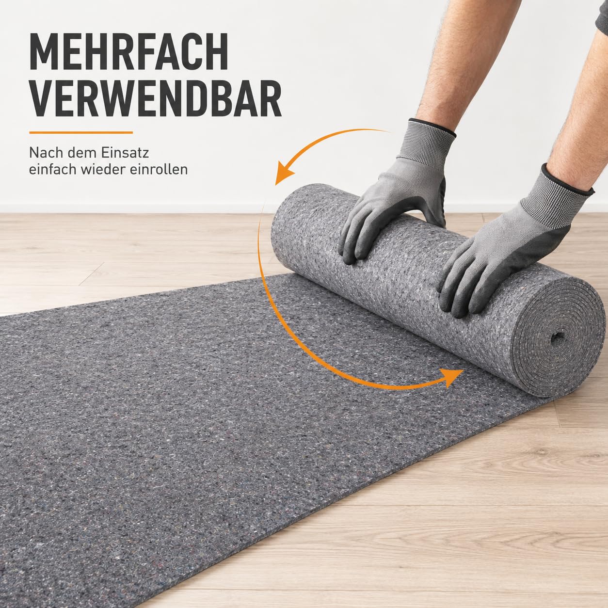 Maler-Abdeckvlies 50 m x 1 m, 270 g/m² – Malervlies, Renovierungsvlies, Schutzvlies und Bodenschutzvlies auf Rolle – mehrfach verwendbarer Abdeckfilz mit rutschfester Folie
