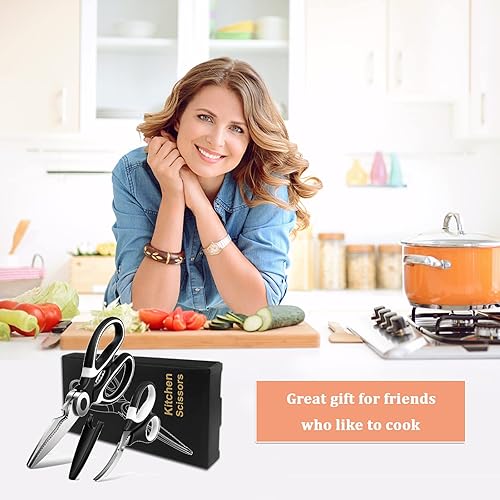 Miniatura 7 de Paquete de 2 tijeras para hierbas tijeras para hierbas con 5 cuchillas y cubierta tijeras de cocina de hoja múltiple para cortar triturar y cocinar