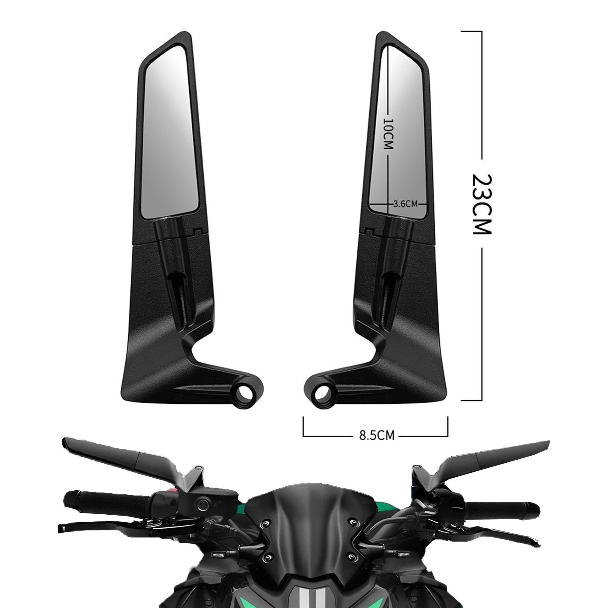 Specchietti Moto, Rear Wing Bar End Specchietto Moto Manubrio, 180° Rotativo Retrovisore Modificato Motos, Specchi Retrovisori Per Biciclette Elettriche, Specchio Chiaro, Accessori Motociclette