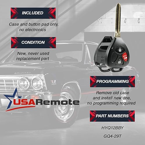 Miniatura 3 de Funda y almohadilla para control remoto de entrada sin llave para Toyota 4Runner Matrix Rav4 Venza YarisScion iQ tC xB xD (HYQ12BBY, GQ4-29T,