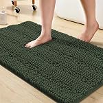 Turquoize Luxury Shaggy Bath Mat Chenille Bathroom Runner Rug Extra Soft and Absorbent Large Non Slip Bath Mat, Machine Washable, 47 x 17 Inches, Gray