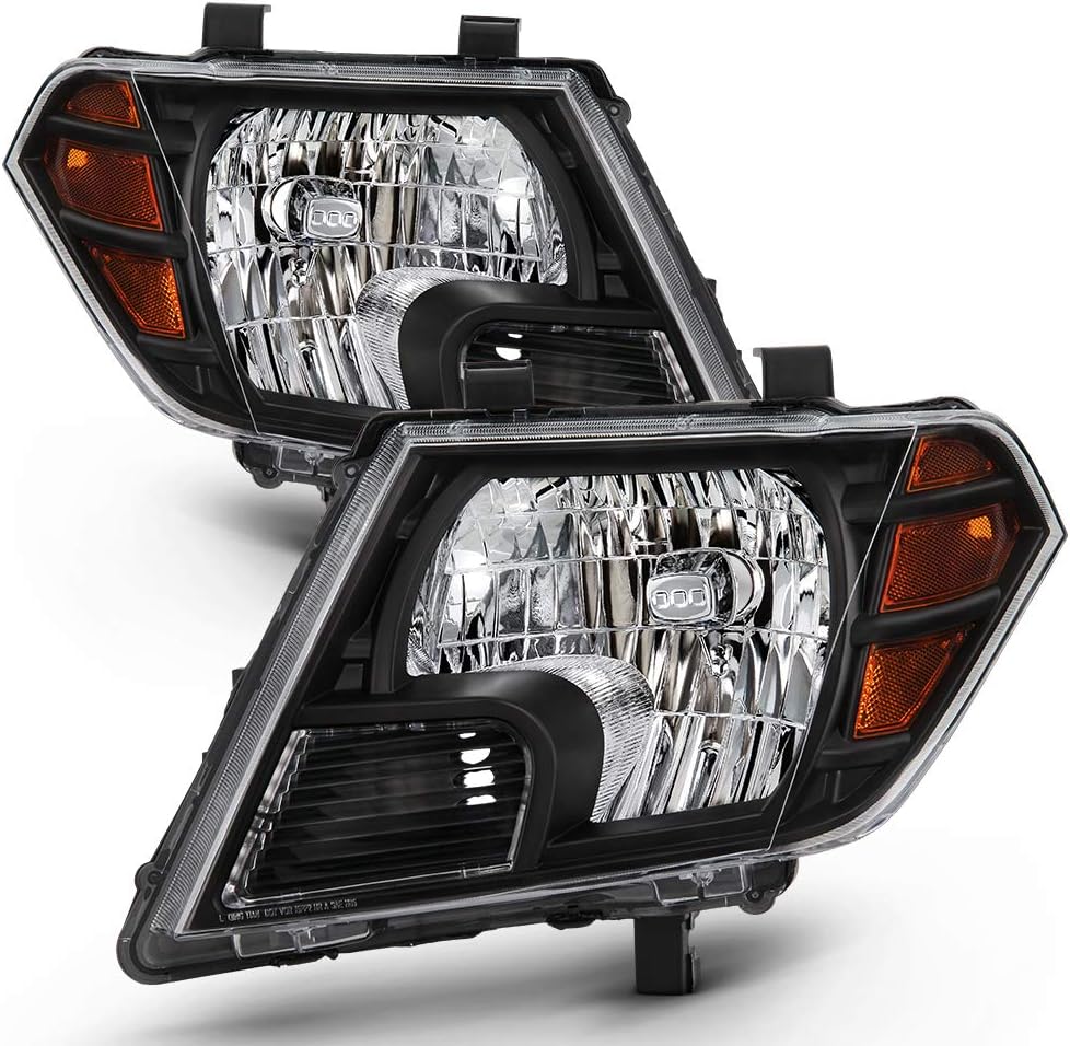 ACANII - For 2009-2020 Nissan Frontier Truck Black Housing Headlights Headlamps Assembly Replacement Driver & Passenger