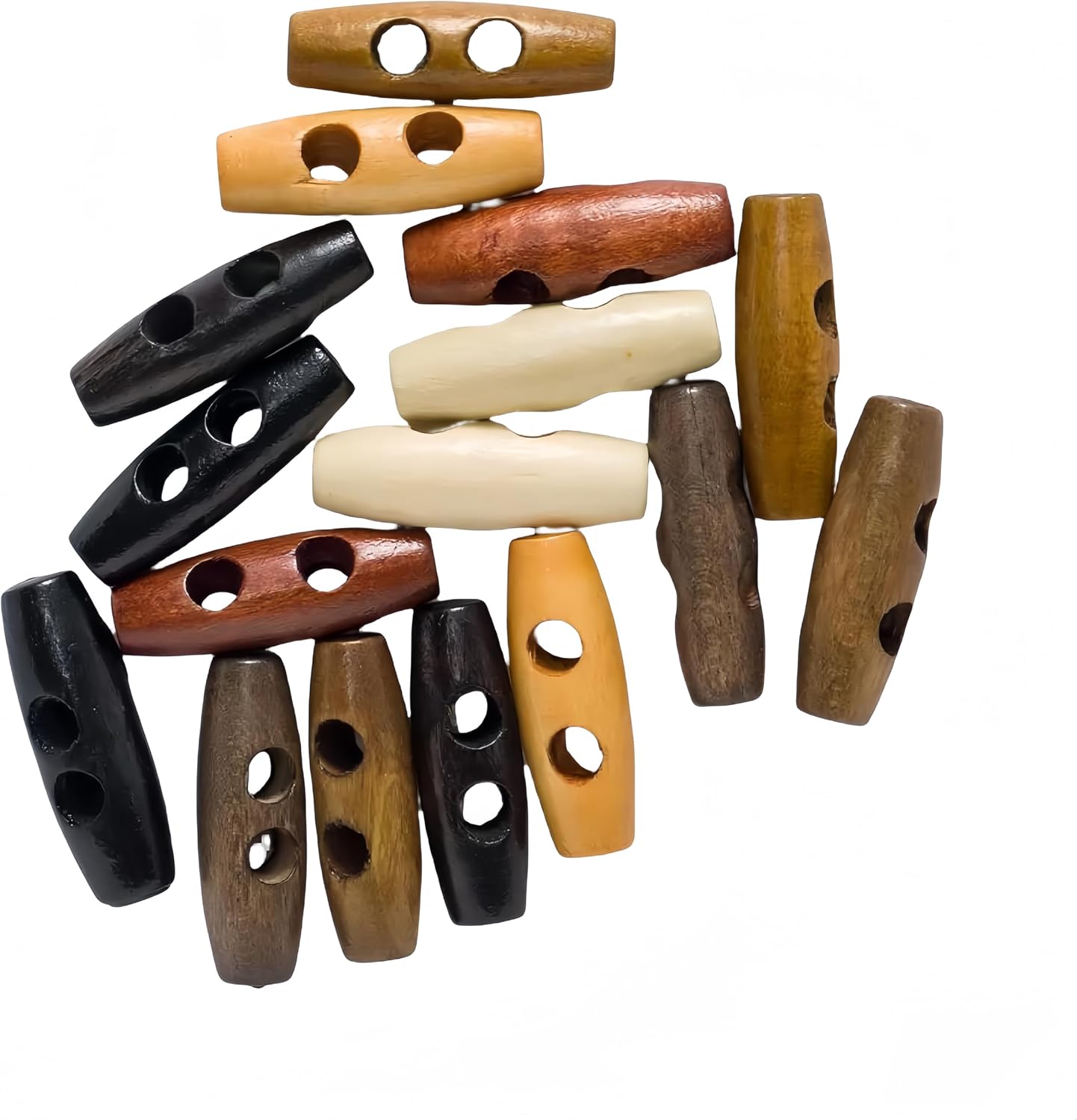 10pcs Olives Buttons - 2 Hole Wood Toggle Sewing Craft DIY Accessory for Clothing Coat Jacket Blazer Bag image 3