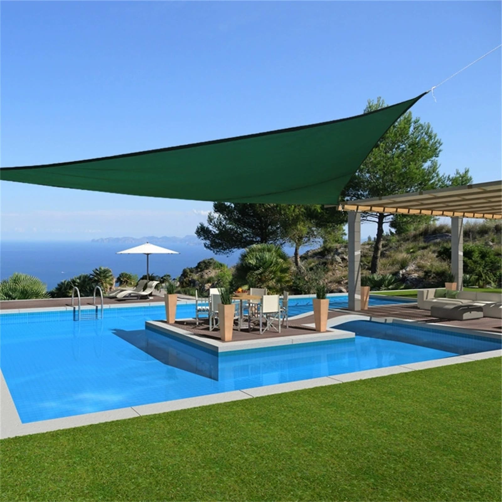 Hiseng Voile d'Ombrage Imperméable Triangle équilatéral, Voiles d'Ombrage pour Patio Toile Ombrage Exterieur avec Oeillets Corde 95% de Protection UV Toile Solaire Jardin (Rouge Brique,5x5x5m)