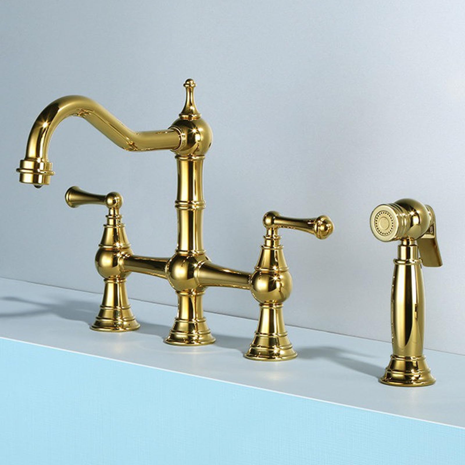 Vintage Bridge Kitchen Sink Mixer Tap z ręcznym pistoletem natryskowym