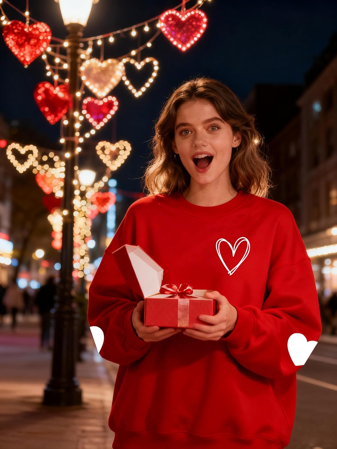 Valentines Sweatshirts for Women Valentines Shirts Valentine's Gifts Oversized Heart Long Sleeve Shirt - Image 2