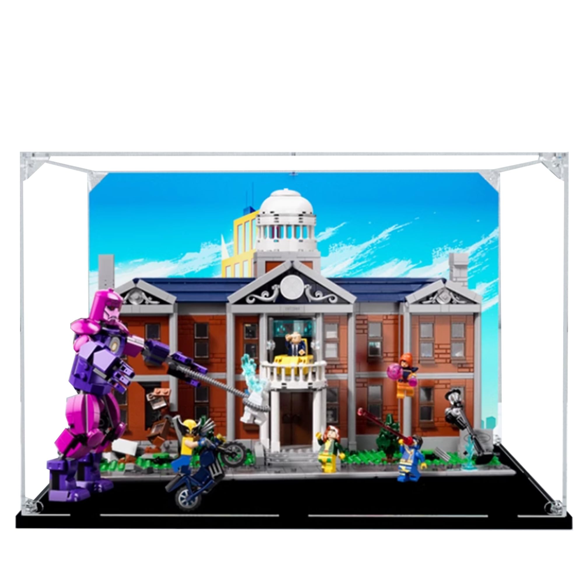 QIXINDGYH Acrylic Display Case For Lego 76294 X-Men X-Mansion Building Set, Clear Dust-Proof Display Case Compatible With Lego 76294 (Only Display Case) (Black Base)