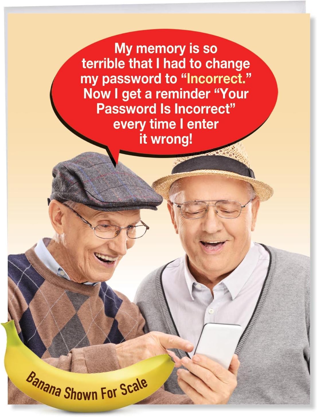 NobleWorks Oversize Funny Birthday Greeting Card From Us 8.5 x 11 Inch with Envelope (1 Card) Incorrect Password-Men J7955BDG-US - Image 7