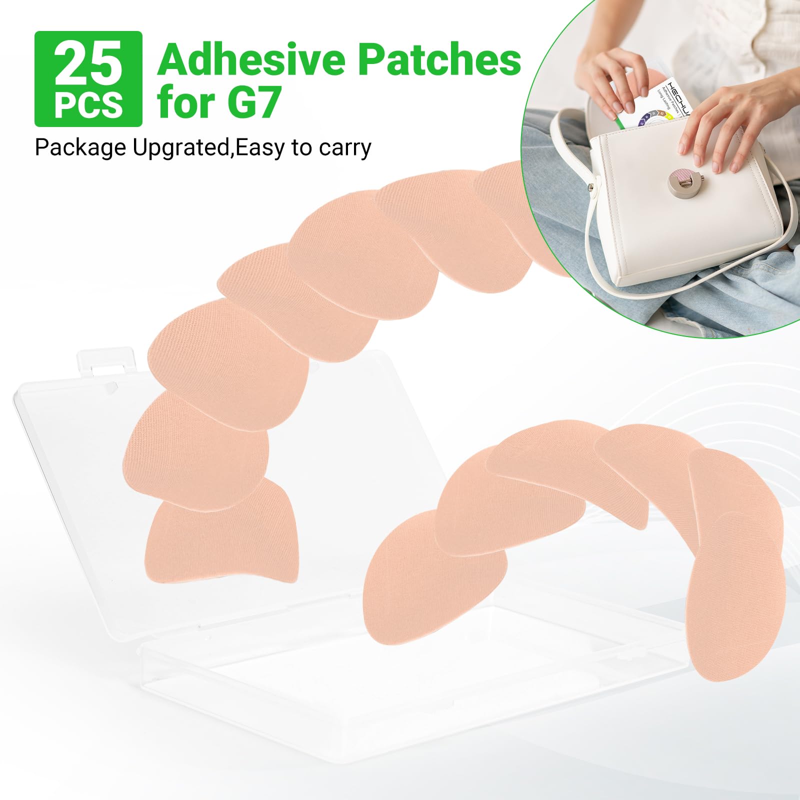 G7 Over Pathces Waterproof – 25 Pack Water-Resistant Adhesive Bandages G7 Overpatch Stickers Long Lasting to 10 Days-HECHUAN