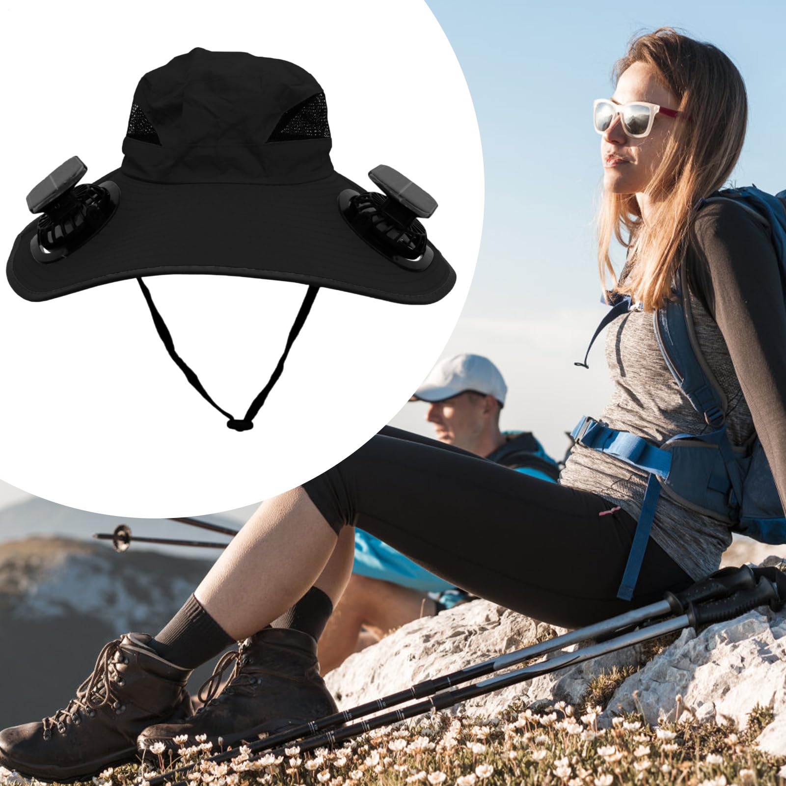 Cappello Ventilatore Solare Cappello da Pesca Esterno UPF50+ | Copricapo Rinfrescante per Sport Viaggio Spiaggia Pesca Escursioni Campeggio