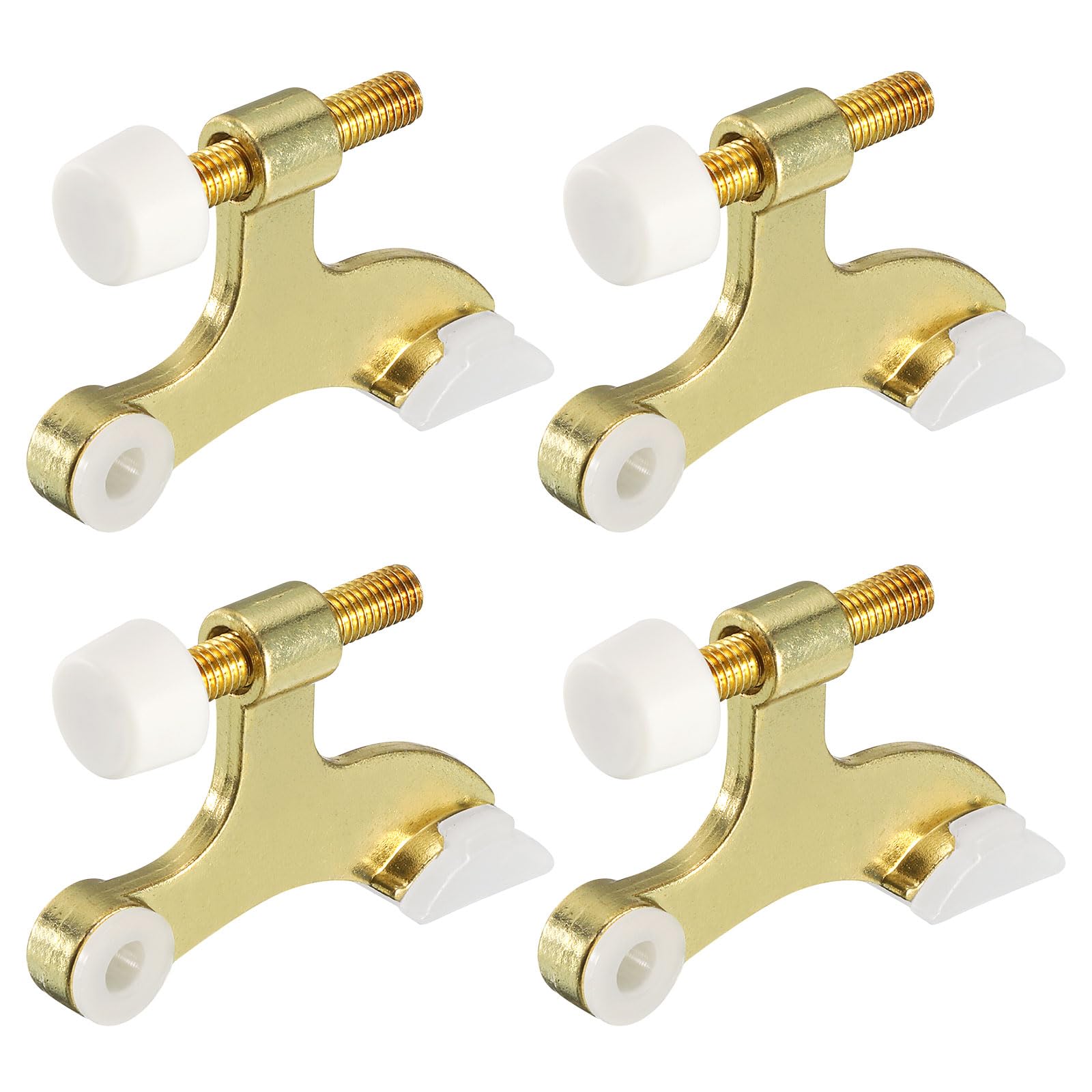 sourcing map Door Stoppers, 4Pcs 2-1/2" x 1-3/4" - Zinc Alloy Hinge Pin Door Stop, K Type Adjustable Door Stopper with Rubber Bumper Tips (Gold)