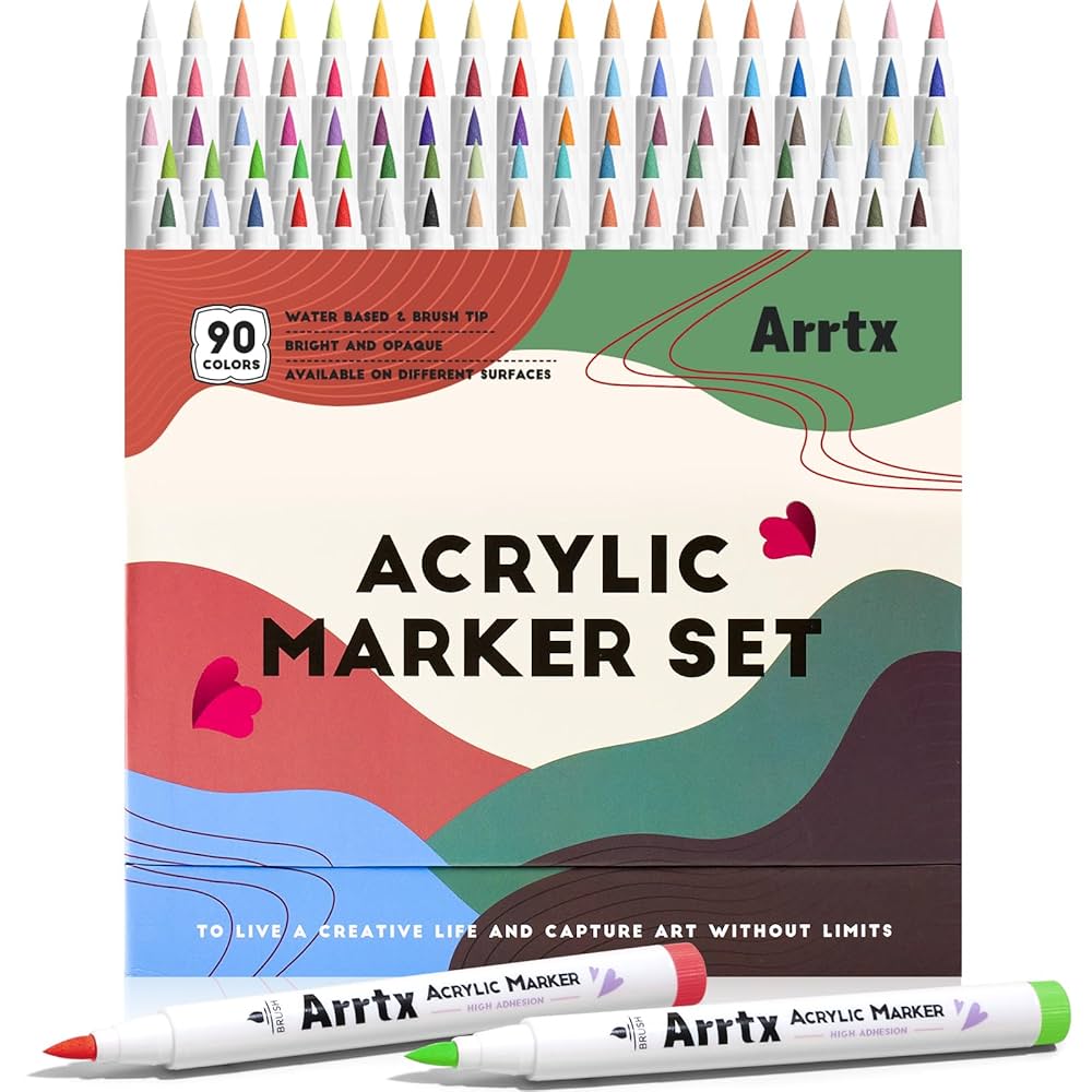 【新品未開封】Arrtx 90色 ペイントマーカー アクリルペイントペン Amazon | Arrtx アクリルマーカー 90色 ブラシチップ アクリル