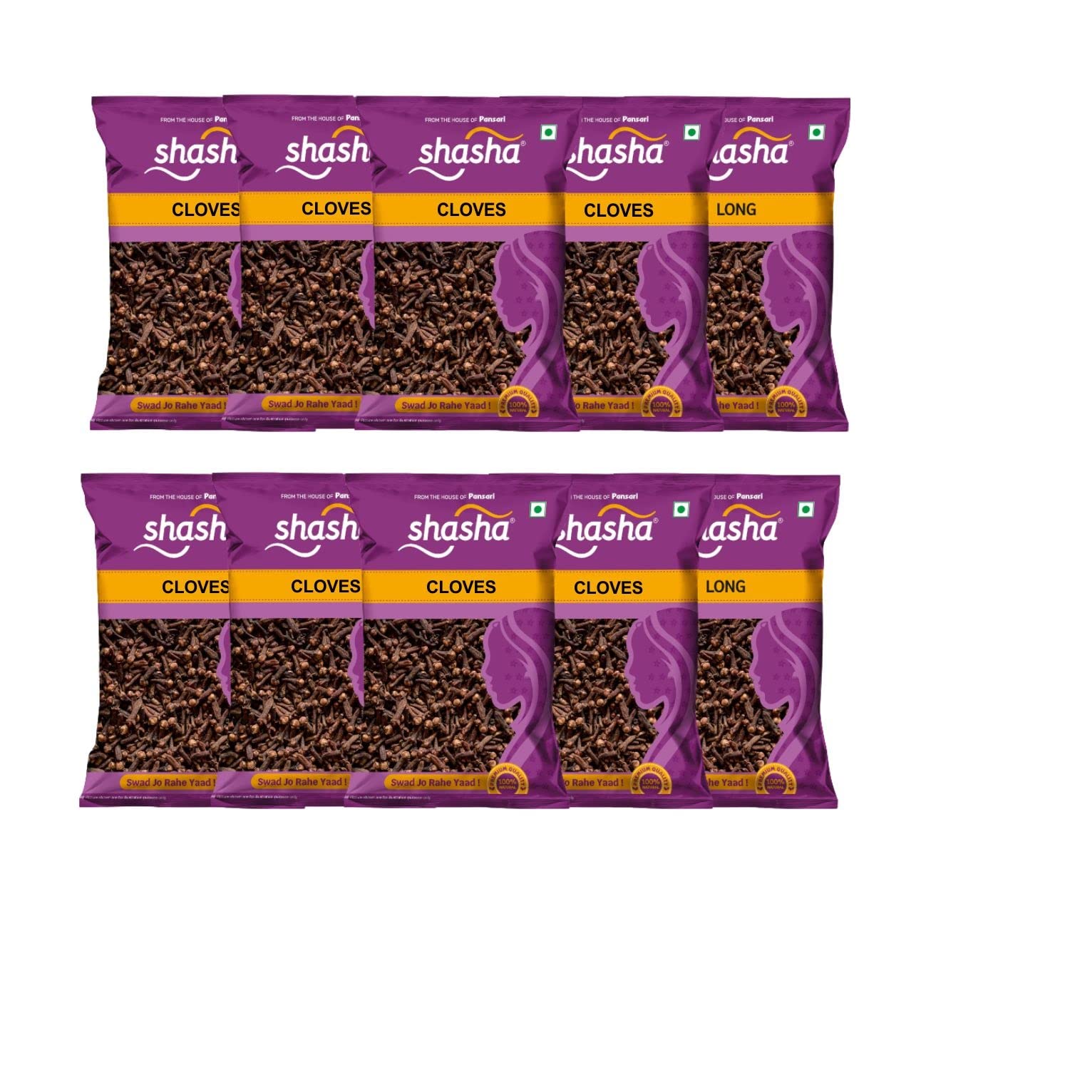 Shasha Spices, Whole Cloves (Sabut Laung) - 50g x 10,No artificial colors and,No preservatives | Fresh masala, healthy and 100% Natural (B0BNBX1LSG) Amazon Price History, Amazon Price Tracker