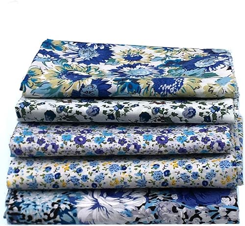 Miniatura 2 de Paquete de 5 piezas de tela de popelina de algodón 100% azul claro, 18.1 x 22.0 in (aprox. 18 x 22 pulgadas)