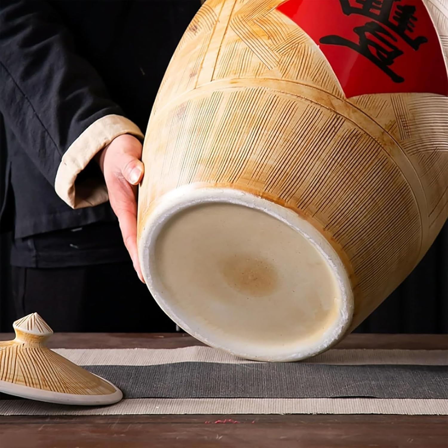 25kg Grain Dispenser, Ceramic Rice Cylinder with Lid, Airtight Bulk Food Storage, Kitchen & Pantry Organization for Rice, Soybeans, Corn, Flour, Oatmeal 55lb/25kg