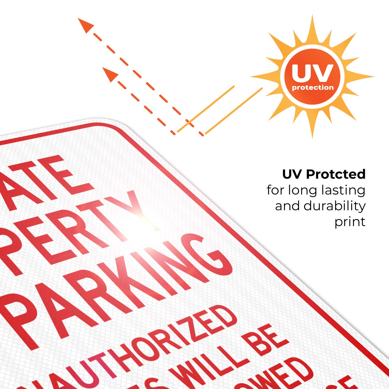 Private Property Sign, No Parking Unauthorized Vehicles Will Be Towed, 18x24 Inches, 3M EGP Reflective .080 Aluminum, Fade Resistant, Easy Mounting, Indoor/Outdoor Use, Made in USA