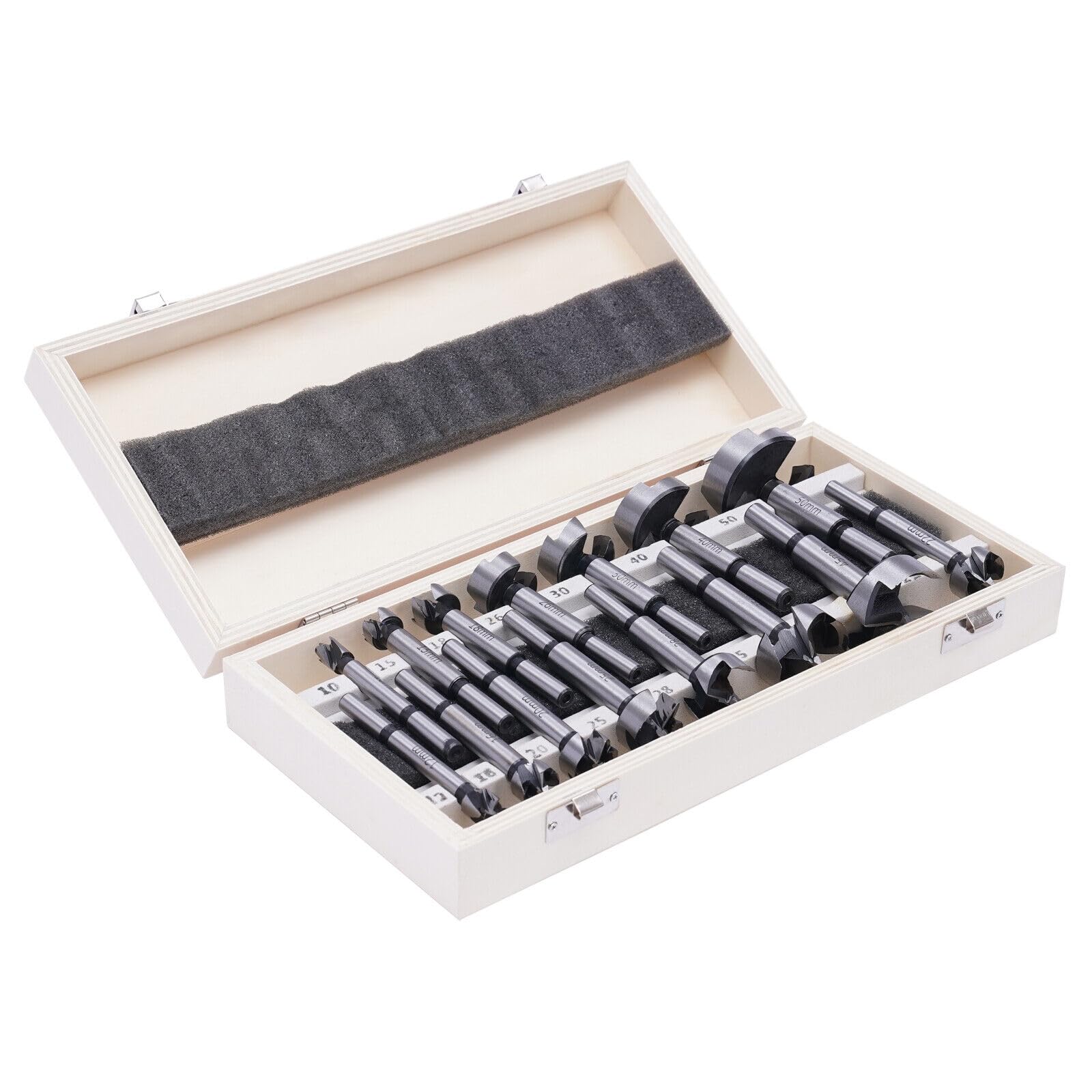 Lot de 15 forets Forstner de 10 à 50 mm avec butée de profondeur, charnière pour le travail du bois, meubles, porte, perçage