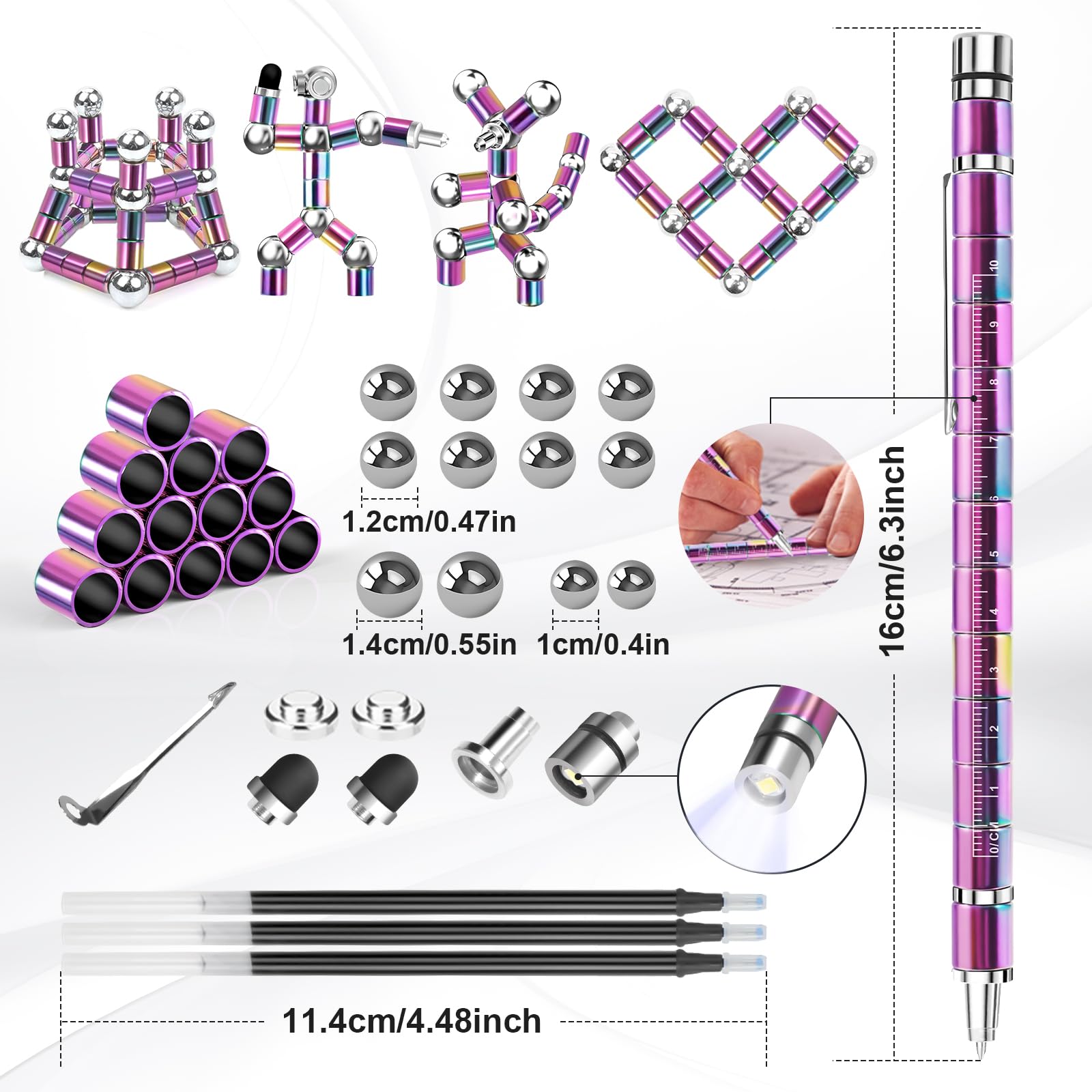 Magnetica Fidget Pen, idee Regalo Femmina Uomo Compleanno Penna Magnetica, Regali per Lui/Lei, Regali Teenager
