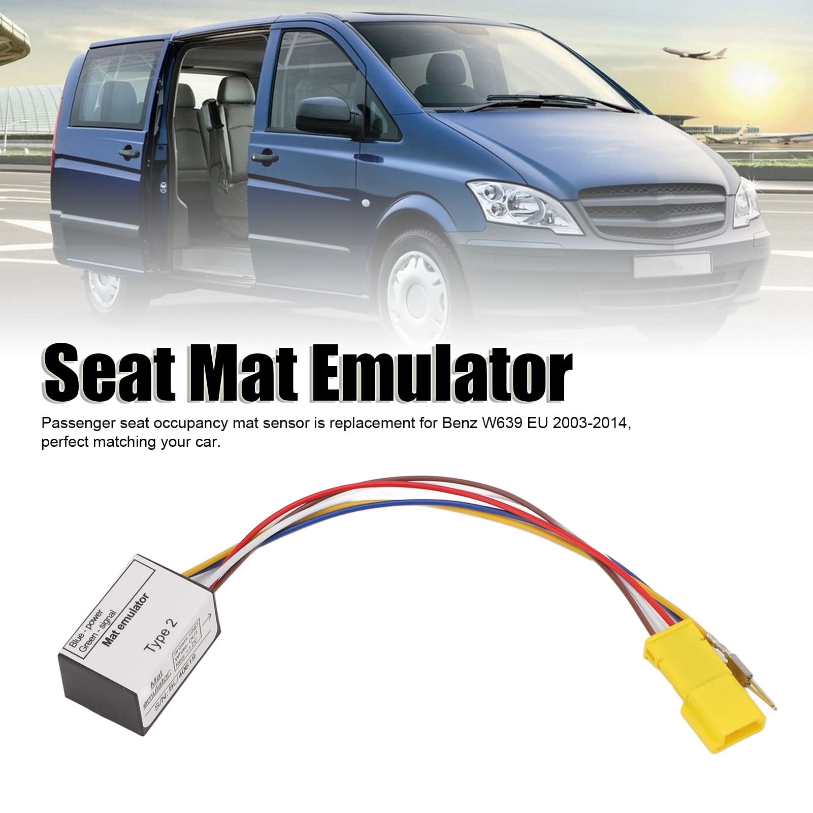 Beifahrersitz-Belegungsmatten-Sensor-Bypass-Emulator, Ersatz für EU Benz W639 EU 2003–2014 mit ABS-Material, Löst SRS-Warnlampenproblem