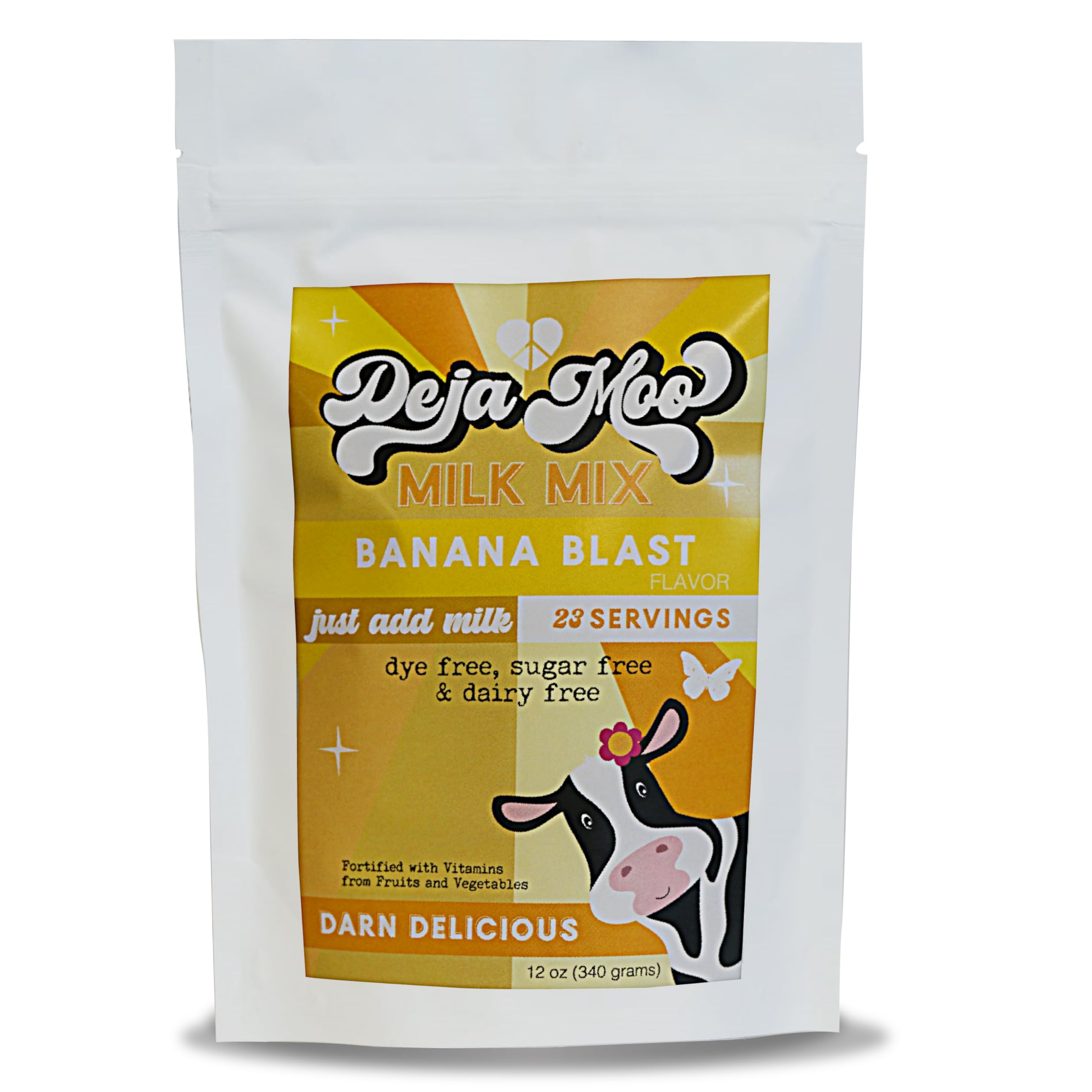 Deja Moo Sugar Free Powder Natural Milk Mix, 12 oz (Banana)