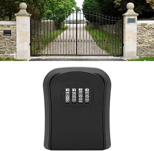 Miniatura 7 de Asixxsix Caja de bloqueo de llaves, organizador de llaves de seguridad de aleación de aluminio montado en la pared, impermeable, 4 dígitos,