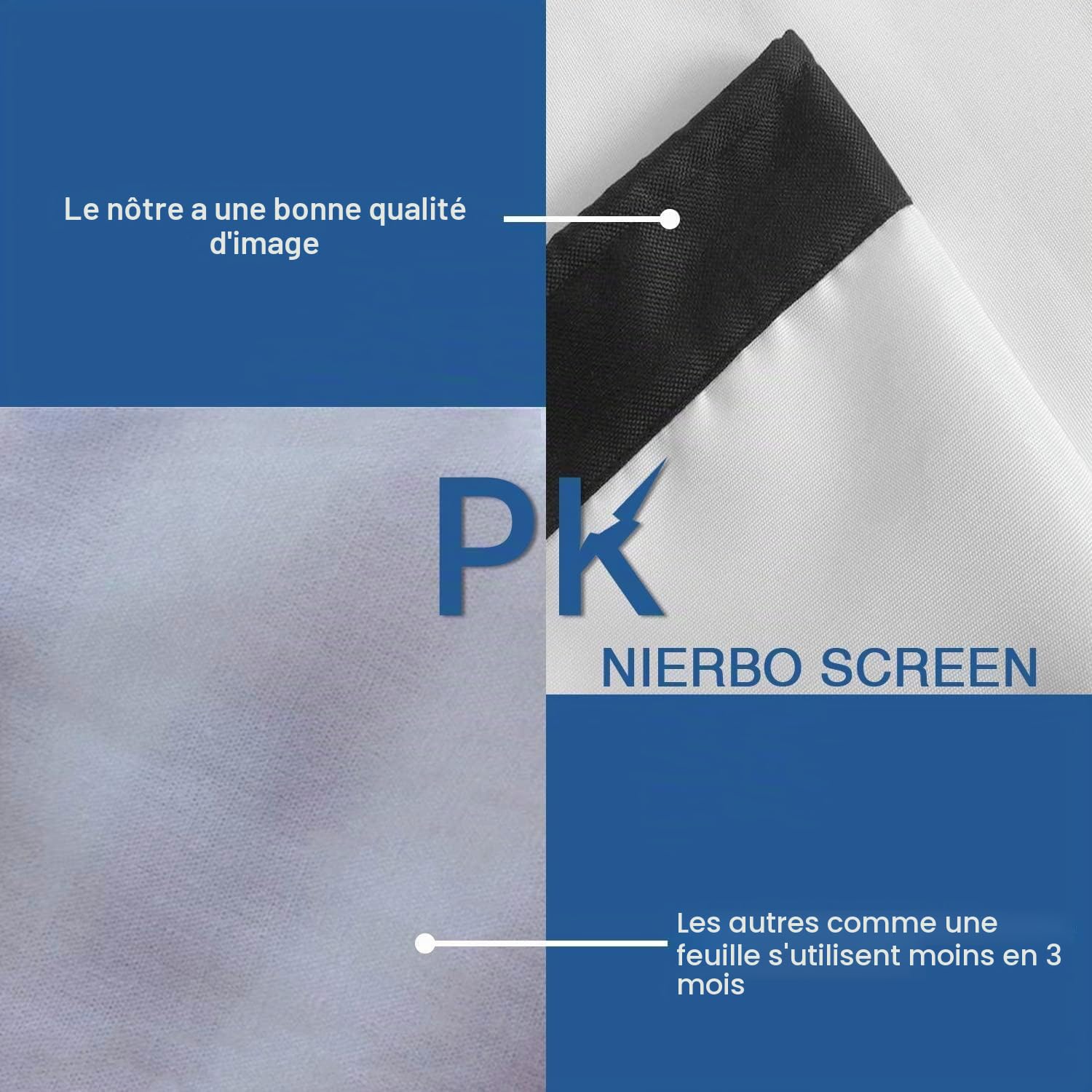 NIERBO Écran de projecteur 180 Pouces 16:9 NIERBO Portable Movies Screen HD Écran de Projection pour la Maison, l'intérieur et l'extérieur