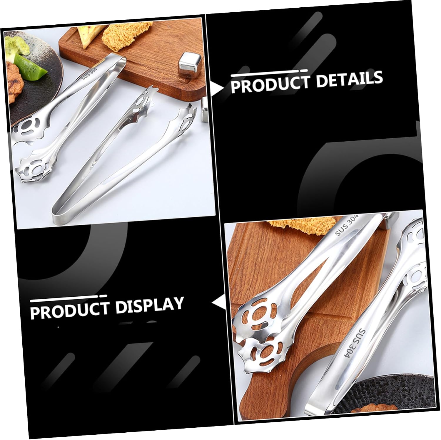 MAGICLULU 2pcs Stainless Steel Bbq Tongs Cooking Accessories Food Tongs for Serving Grilling Tools