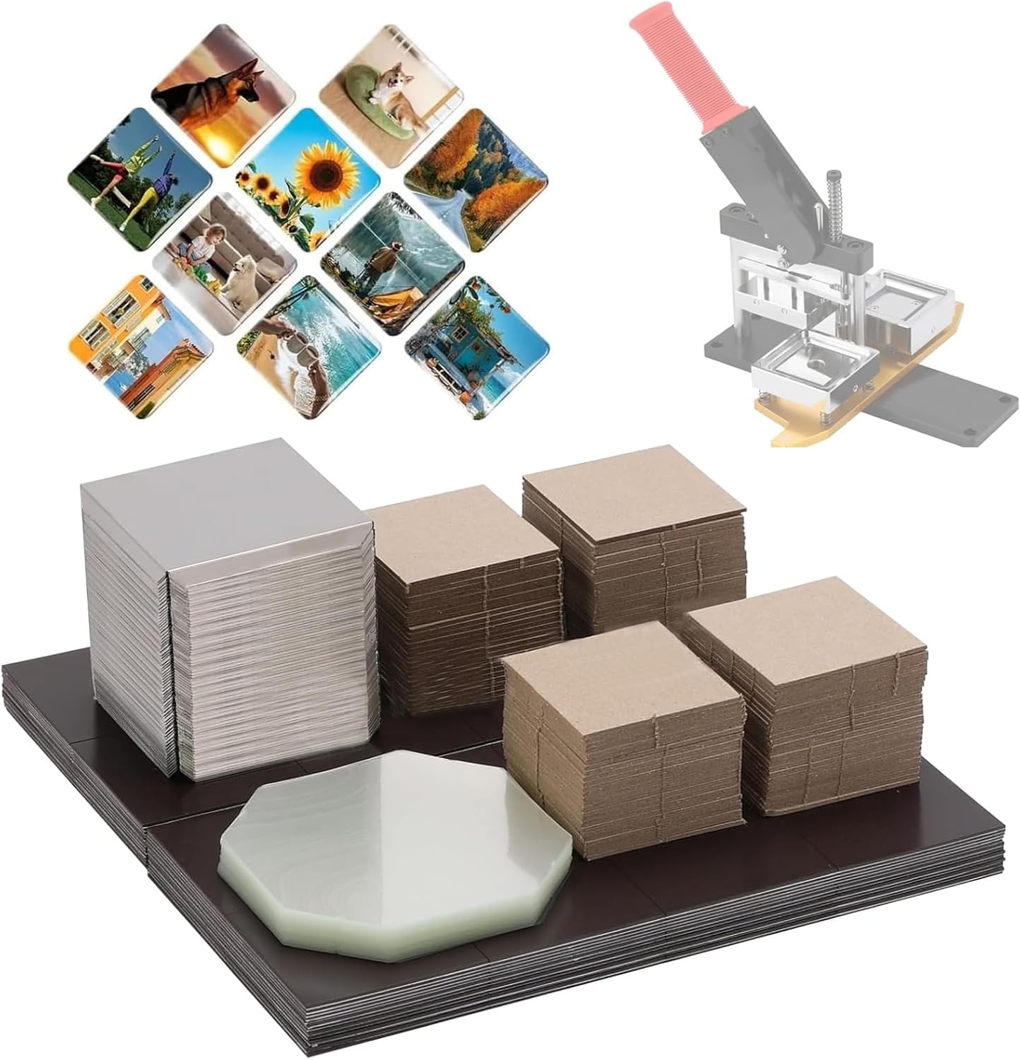 100Pcs Square Magnet Maker Machine Consumables, Cardboard Magnet Materials for 2.5x2.5inch(63.5x63.5mm) DIY Fridge Magnet Making