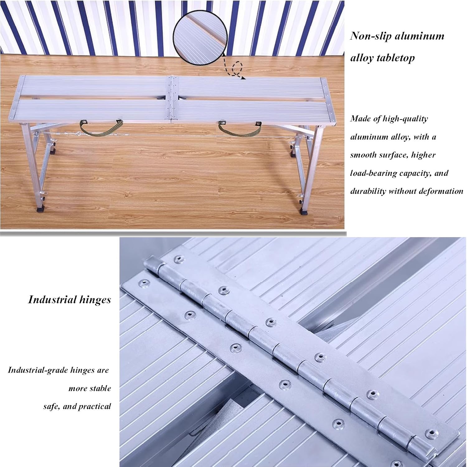 Work Platform Scaffolding, Adjustable Height Portable Folding Aluminium Alloy Ladder of Capacity 330 Lbs Heavy Duty Metal Scaffold Platform with Anti-Slip Footpads