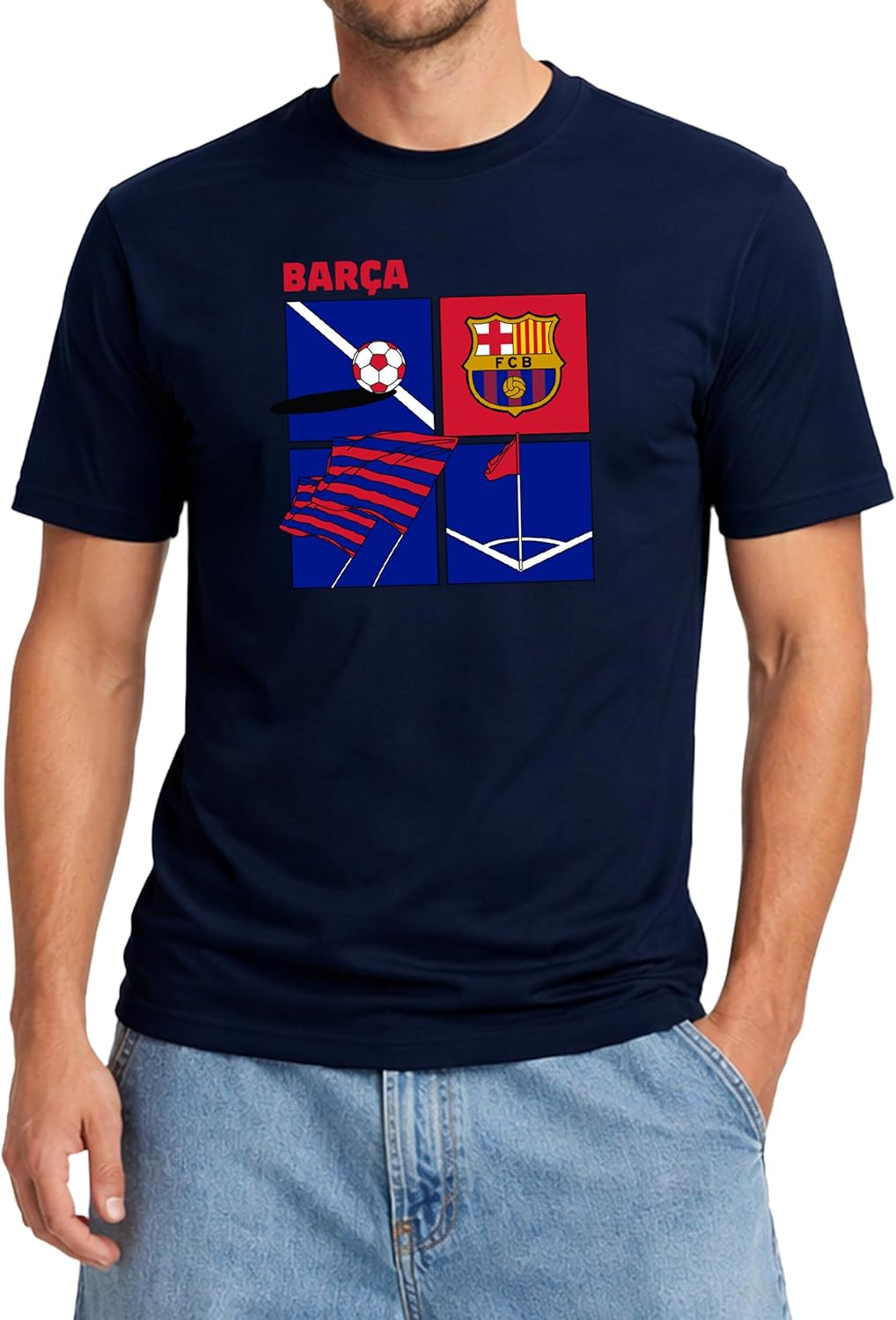 Icon Sports Officially Licensed FC Barcelona Cotton T-Shirt - Unisex Adult
