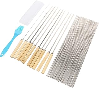 Cabilock Placa De Churrasco Ferramentas Domésticas Varas De Bambu Aço Inoxidável Espetos De Churrasco Vara De Aço Espeto Para Grelhar Kit De Churrasco Ferramentas De Churrasco Espetos De