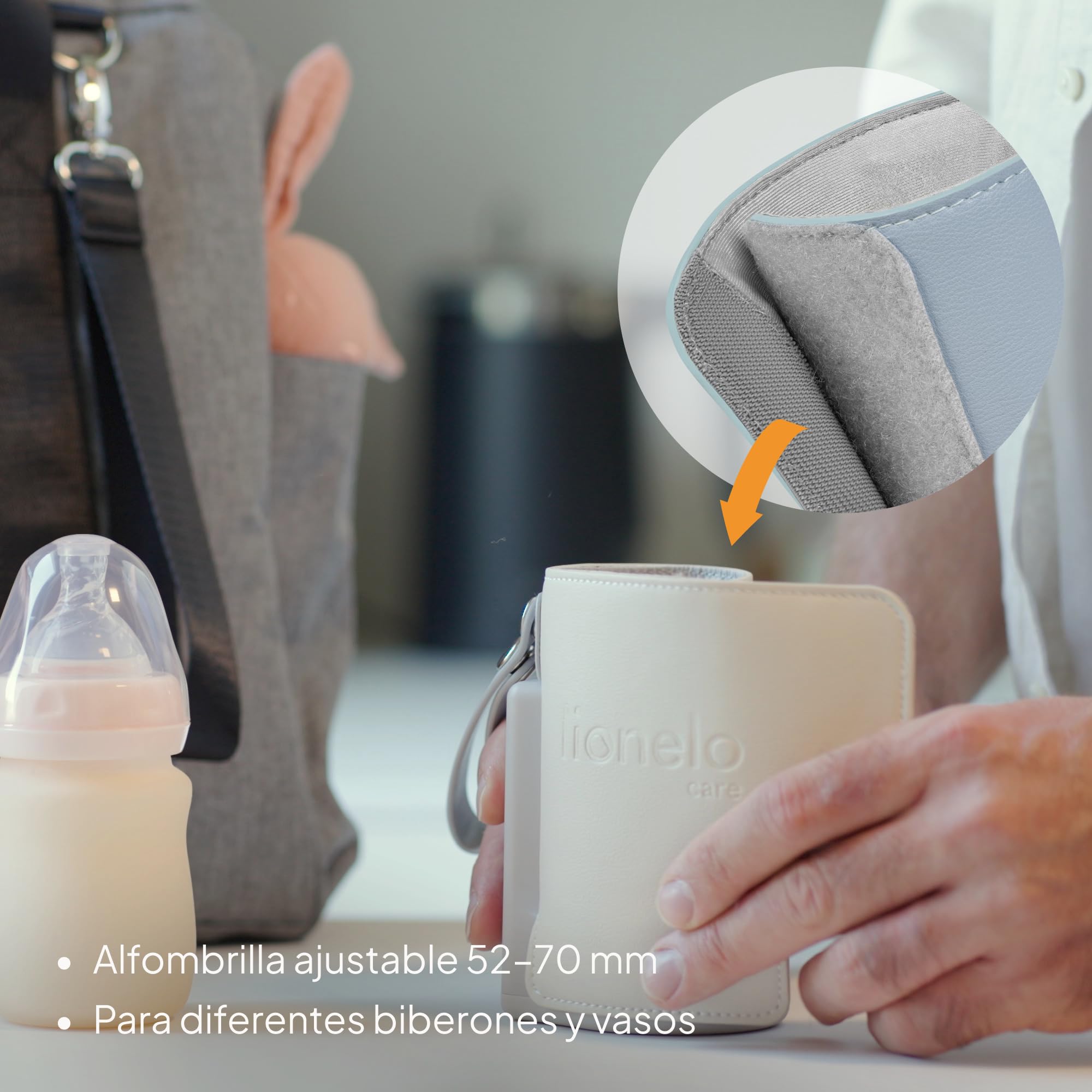 LIONELO Thermup Go Plus Calientabiberones Portátil, Mantiene los Líquidos Calientes, 5 Temperaturas de Funcionamiento de 38 a 50 C, Carga USB, 8h de Funcionamiento Pantalla LCD Silenciosa