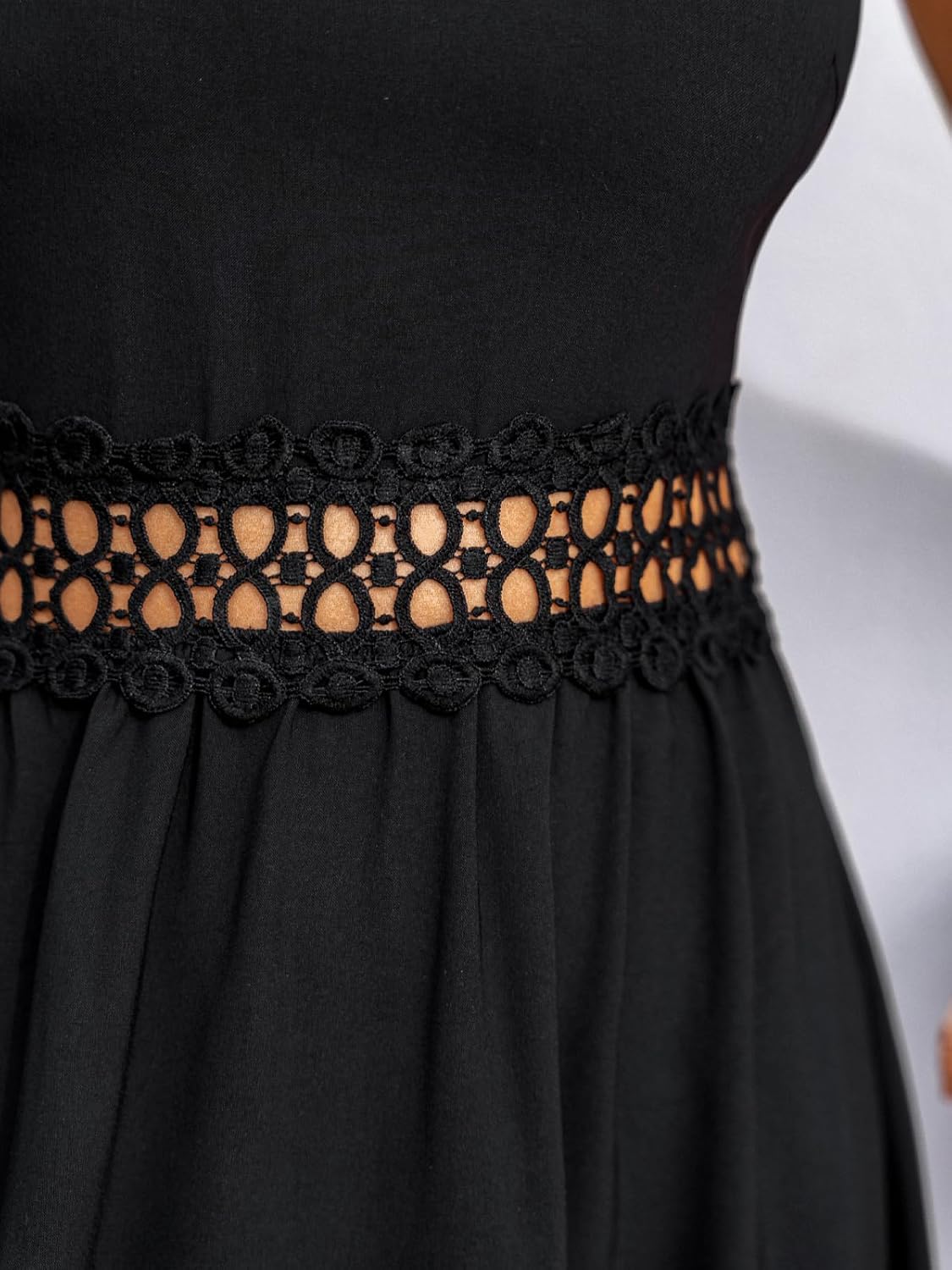 CUPSHE Women's Summer Dresses Square Neck Hollow Out Sleeveless Scalloped Eyelet Lace Straps Midi Dress - Image 4