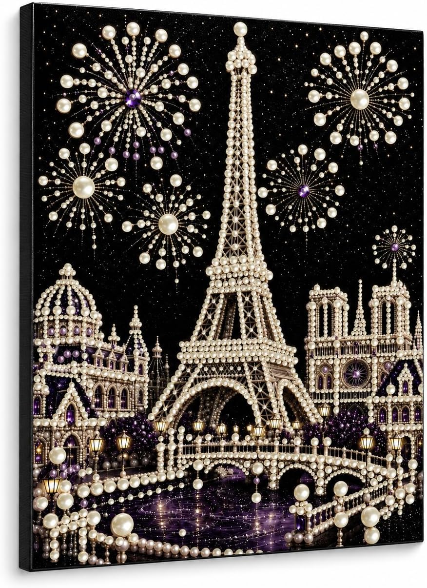 Sihyen Eiffel Tower Diamond Pearl Art Kits for Adults with Framed
