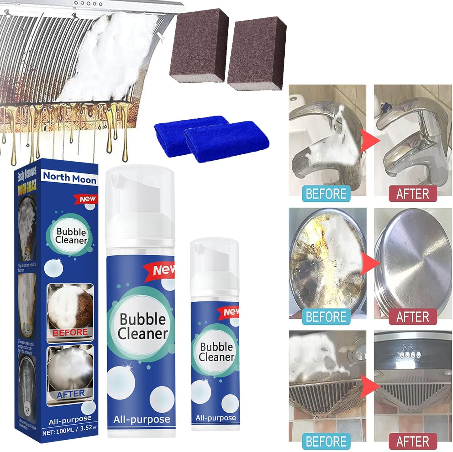 Foaming Heavy Oil Stain Cleaner,All Purpose Bubble Cleaner,North Moon