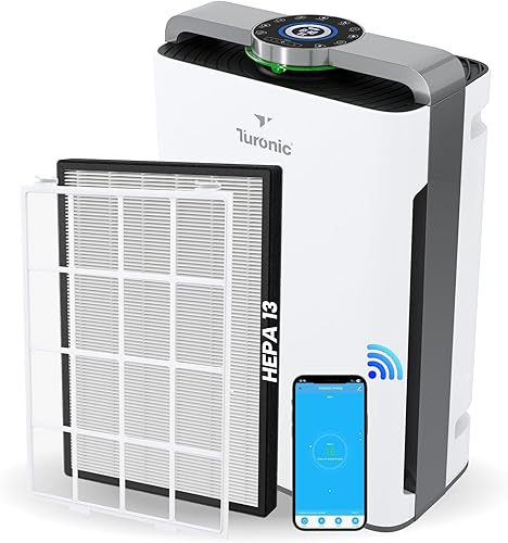 Turonic PH950 Air Purifier and Humidifier Combo for Large Rooms – HEPA, UV, Ionizer, PM2.5 Sensor, Cold Catalyst – Air Purifier for Home Pets with 8