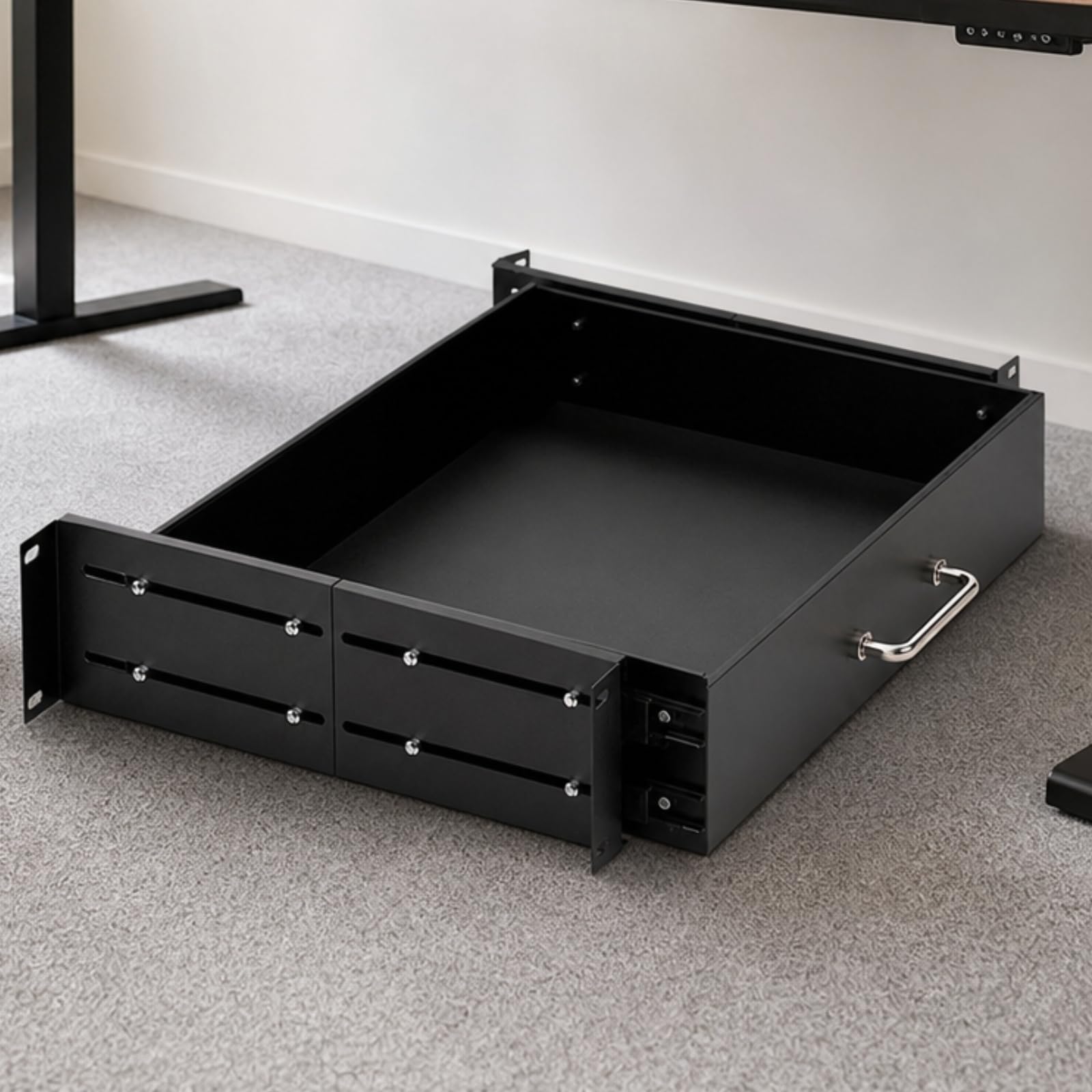 Cajón Montaje en Rack Anticorrosivo Cajón con slizantes y Hardware Montaje Ajustable Estante slizante para Oficinas, Cerrado