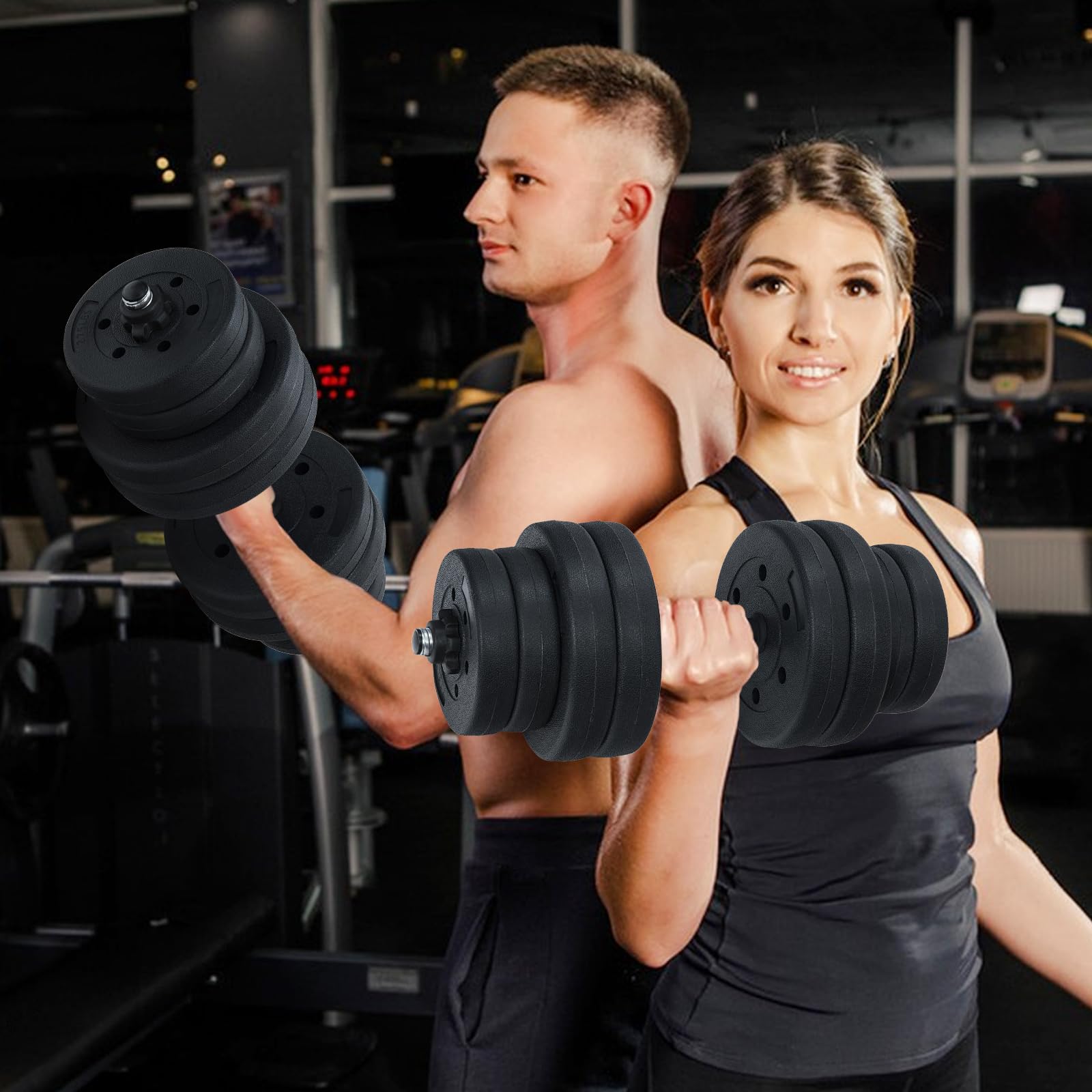 GYMAX Manubri Palestra Regolabili, Set Pesi Palestra 30 KG, Manubri, Bilancieri Regolabili Palestra Casa con Barra Bilanciere e 16 Dischi, per Fitness Casa e in Palestra