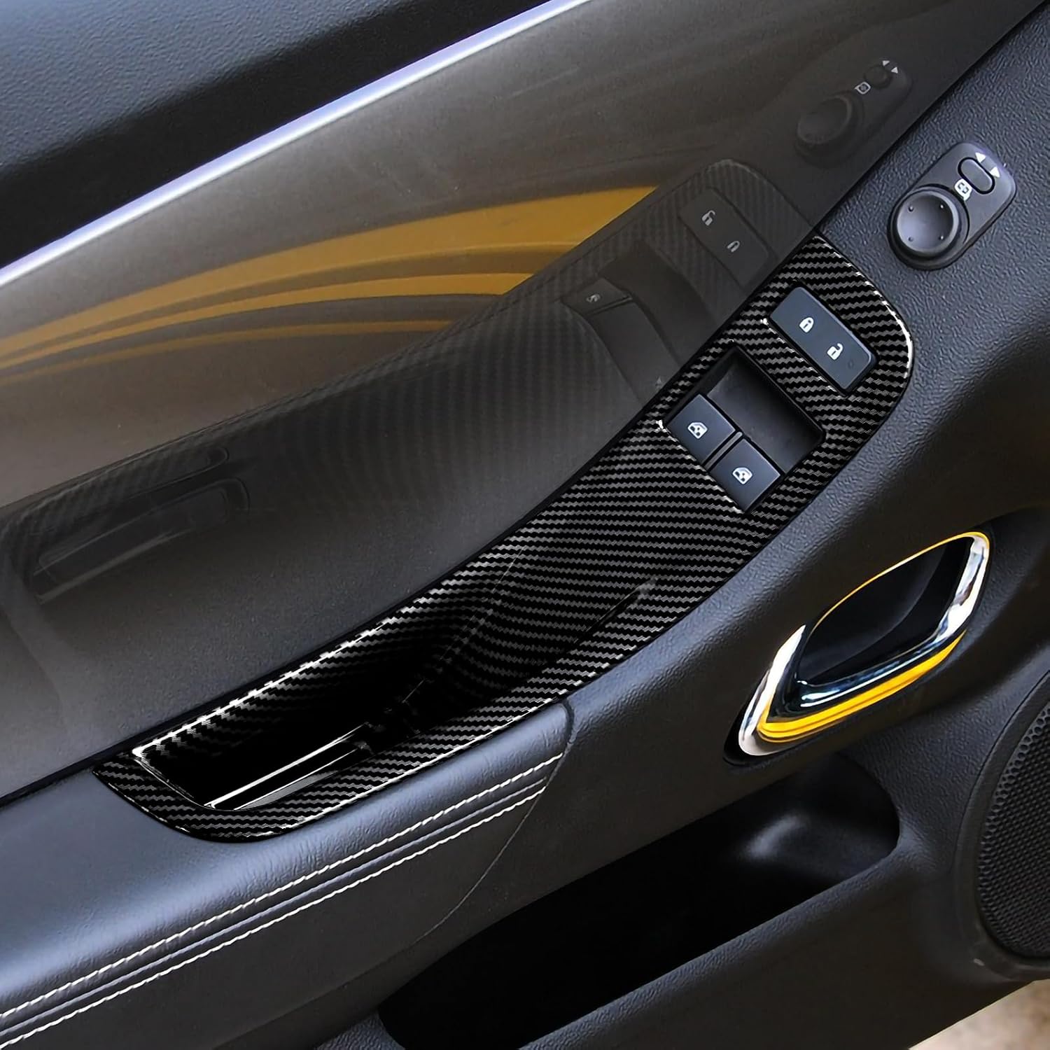 Car Window Lift Switch Sticker ABS Carbon Fiber Decal Interior Trim Cover for Chevrolet Camaro ZL1 2010 2011 2012 2013 2014 2015 Accessories