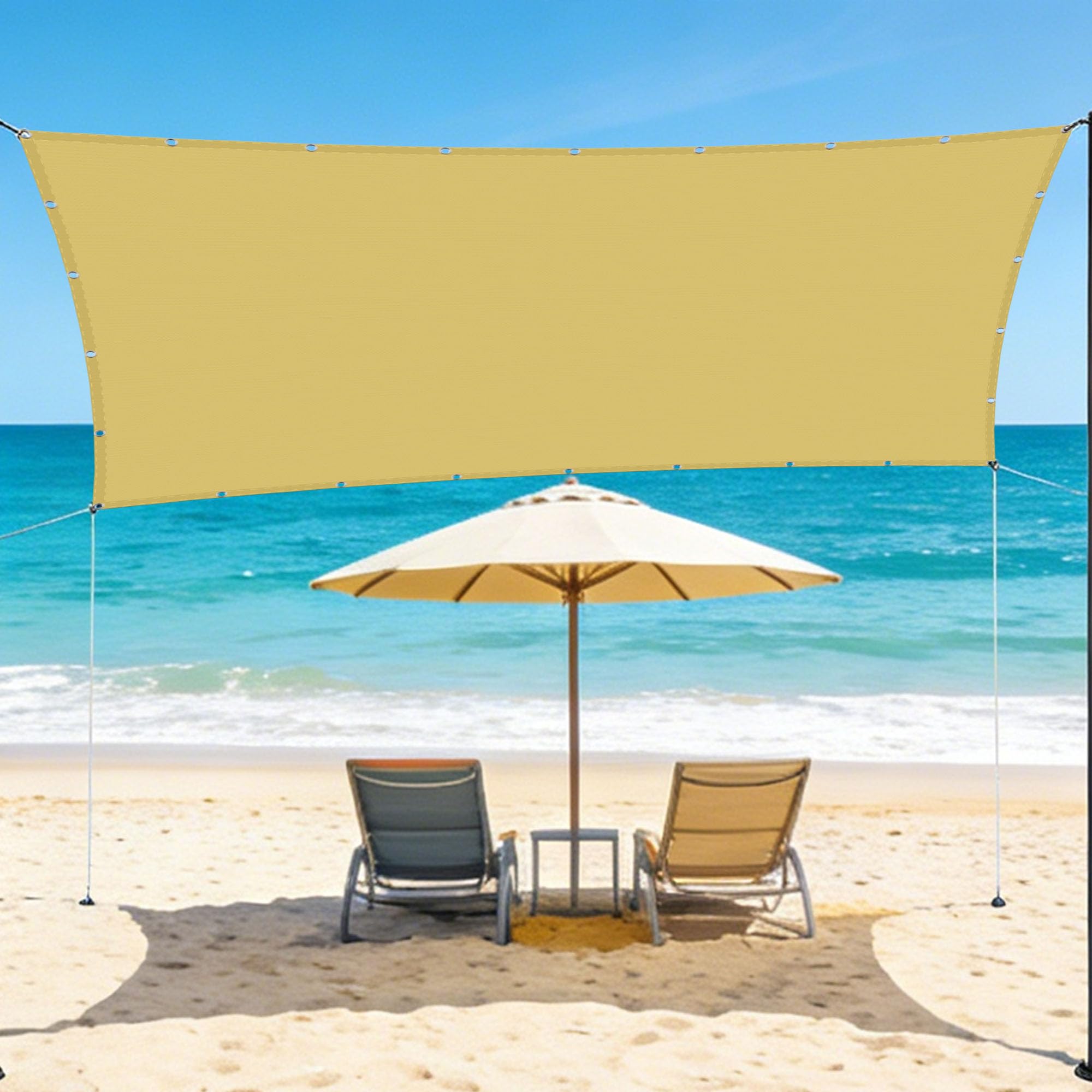 Voile d'ombrage balcon 100x240 contre la chaleur et la pluie, toile extérieure jaune sable étanche