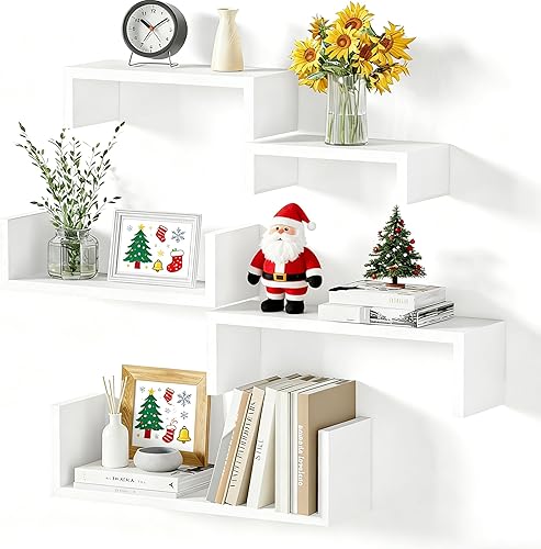 SRIWATANA Estantes flotantes para pared, estantes de pared para baño, dormitorio, sala de estar, cocina, oficina, estantes de madera para decoración
