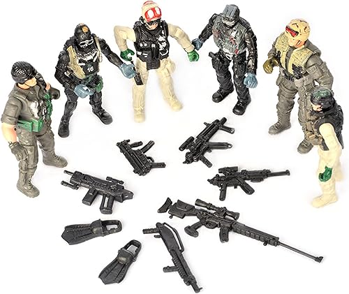 Miniatura 3 de Figuras de acción del ejército de 4 pulgadas para hombre, 6 piezas coleccionables de fuerzas especiales con armas, regalo de Navidad (estilo B)