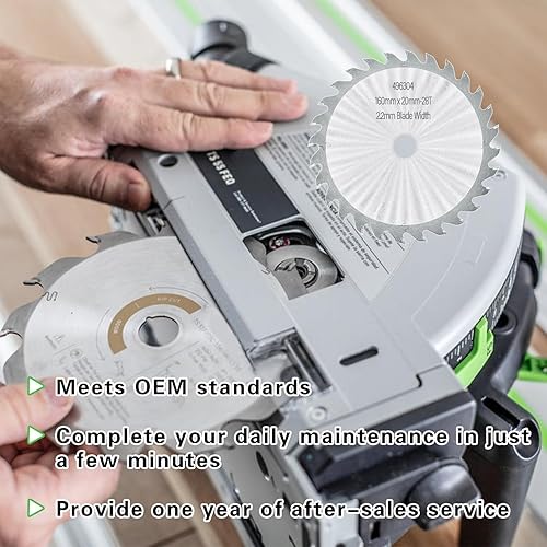 Miniatura 7 de Hoja de sierra de pista mejorada 496304 de 28 dientes, universal, 6.299 x 0.087 x 0.787 in, compatible con Festool TS 55 TSC 55 ATF 55 HK 55 HKC 55