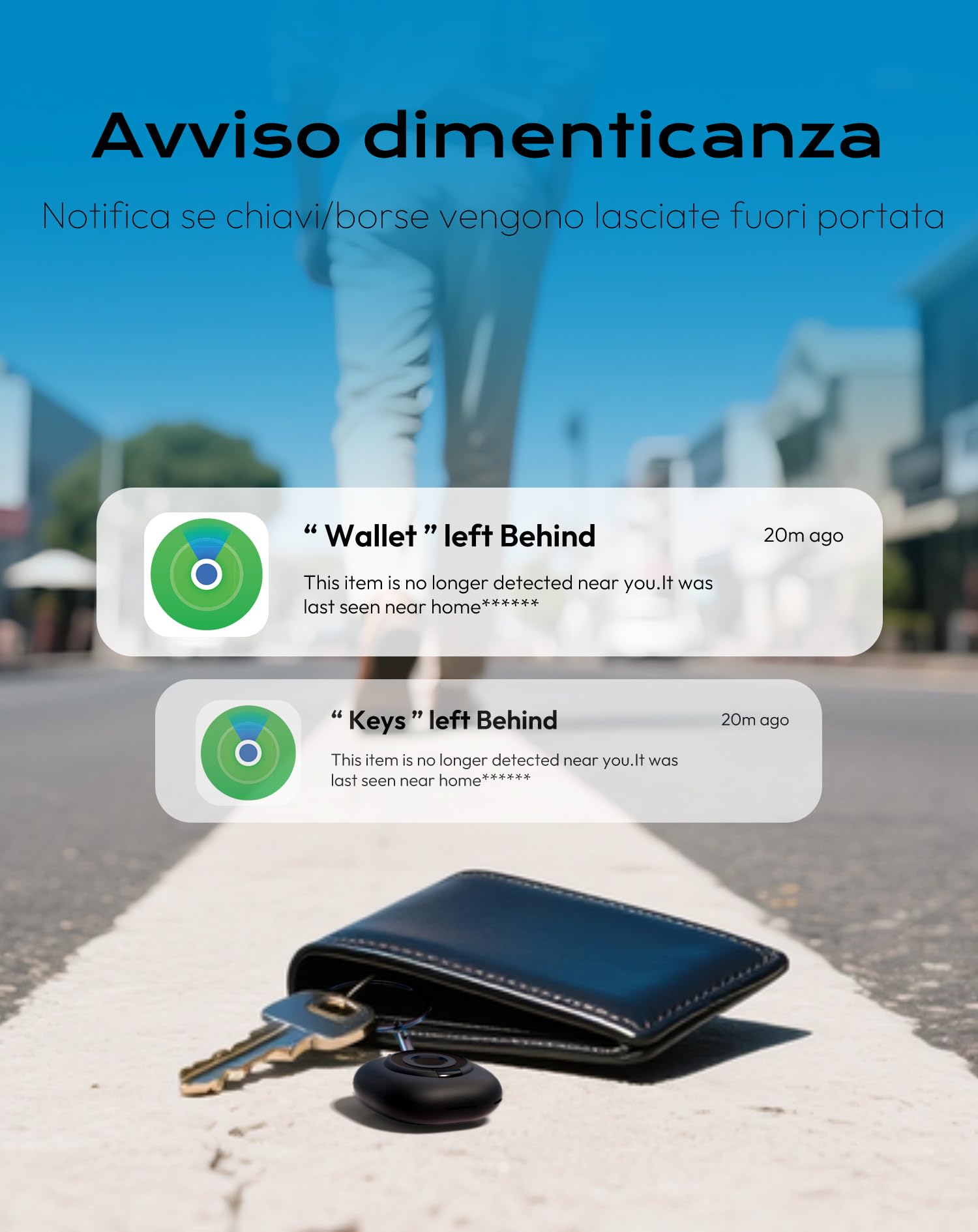 Air Smart Tag Tracker 4 Pezzi, Compatibile con Apple «Find My» (solo iOS), per Valigie/Borse/Chiavi/Zaini bambini, Batteria rimovibile Nero