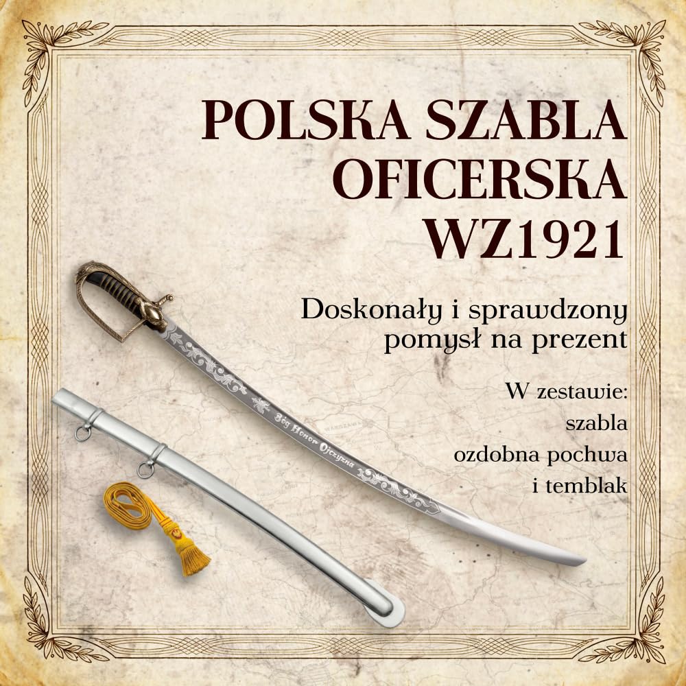 Polnischer Offizierssäbel Echt Metall, Husarensäbel, mit oder ohne Scheide – glatt oder graviert – Geschenk für einen Polen – Geschäftsgeschenk Szabla Polska