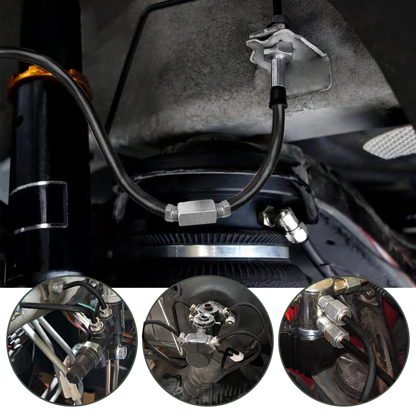 Kit Frein Tuyau de Frein 10m ø 4,75 mm Acier Flexible avec Raccords Et Connecteurs pour Réparation Système Frein Voiture Utilisation
