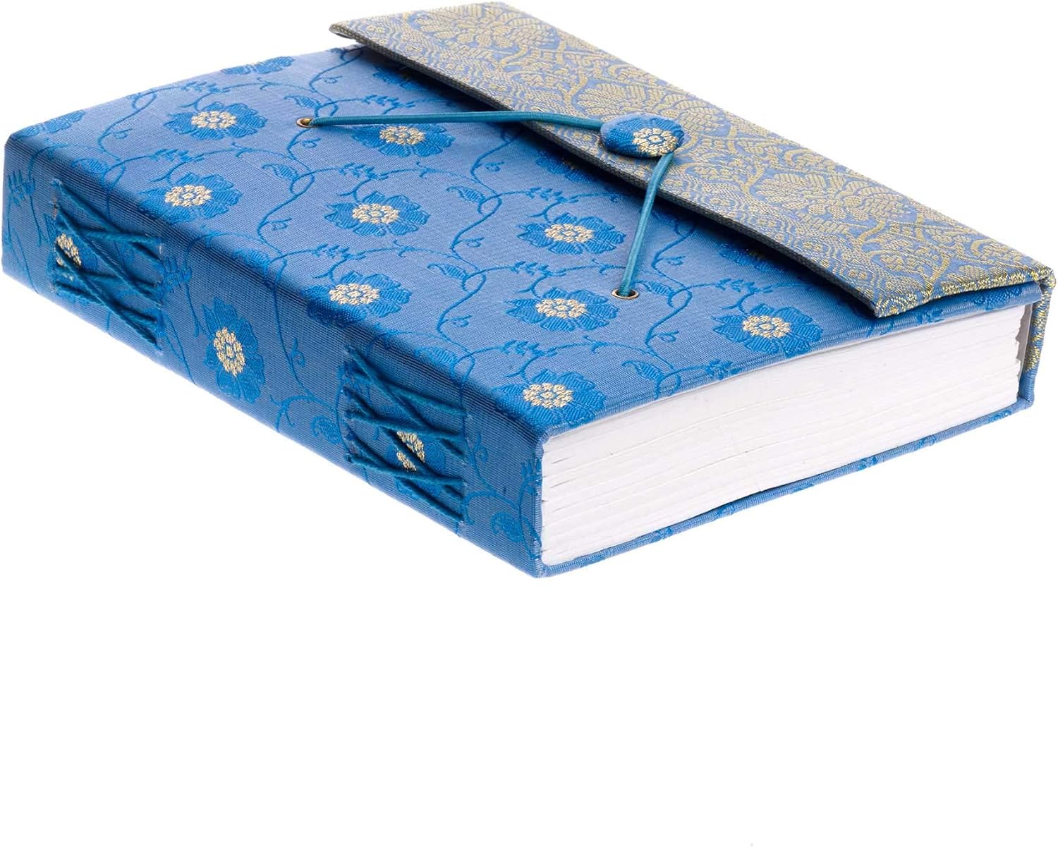 Sari Journal Large 14cm x 18.5cm, Blue, Unlined Recycled Paper, Elastic Closure, Notebook and Diary, Indian Stationery Gift - Image 4