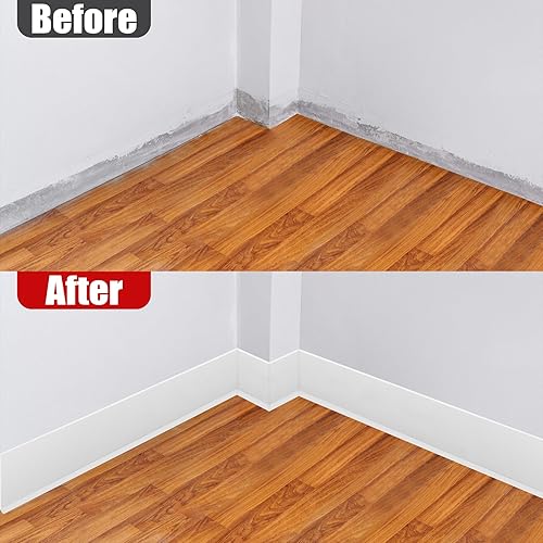 Miniatura 6 de Moldura para zócalo de pared de 4 pulgadas x 26 pies, moldura para despegar y pegar, base de vinilo autoadhesivo flexible para pared, piso, esquina