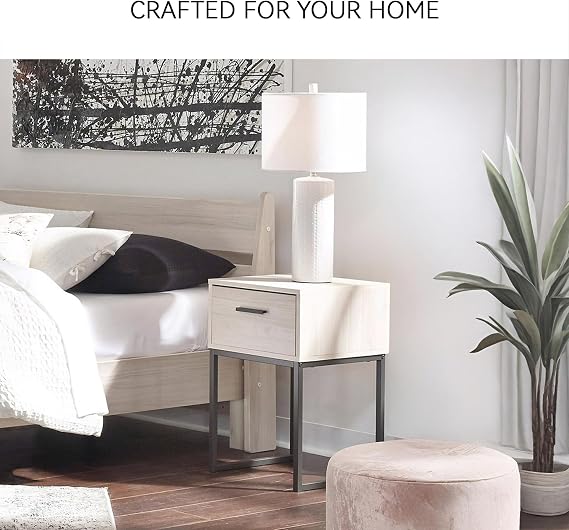 Signature Design by Ashley Socalle 1 Drawer Nightstand, 26 Tall, Natural Beige